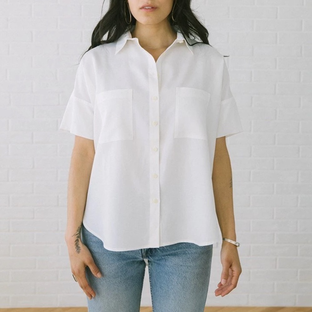 Tradlands Box Top Salt Tencel Linen - Picture 1 of 7